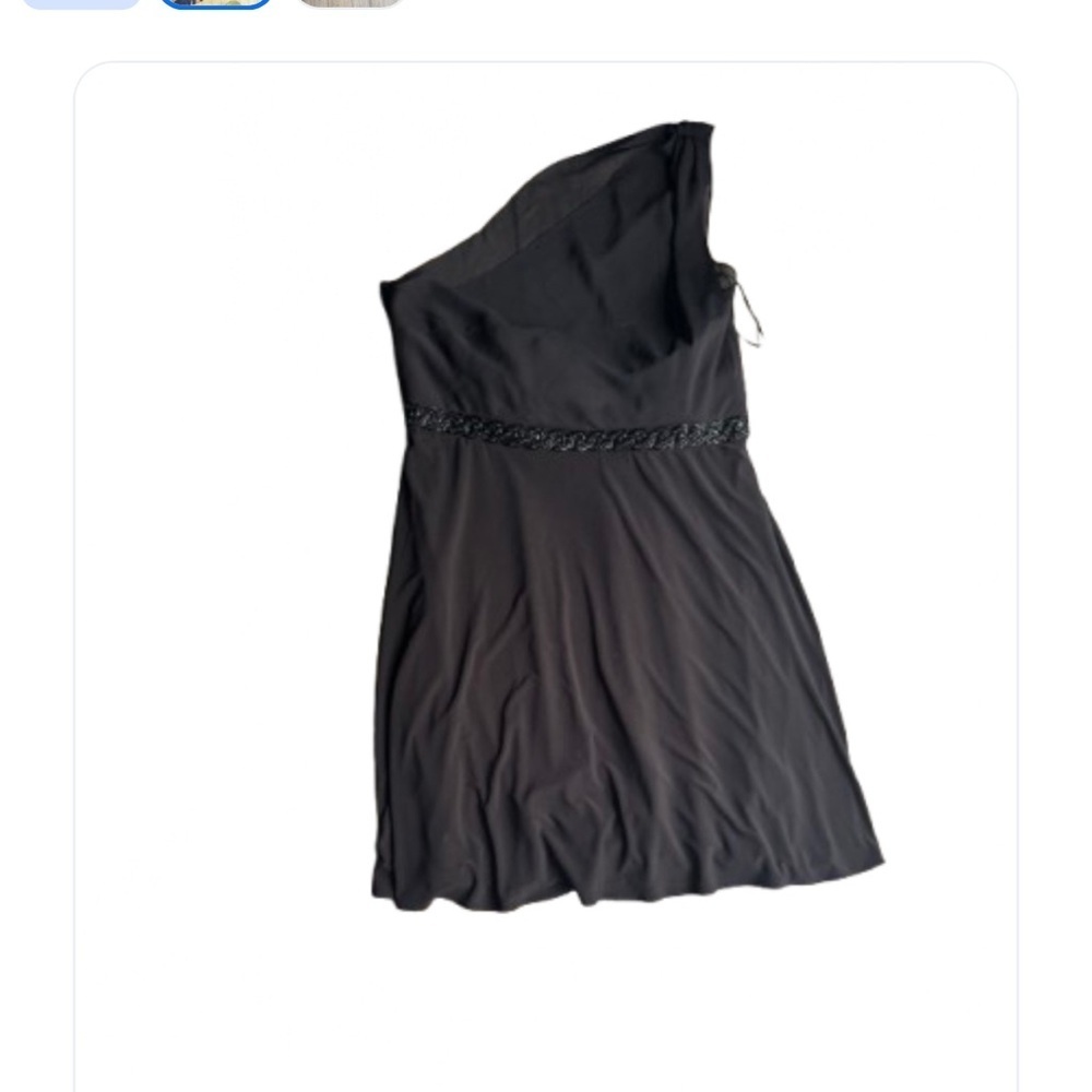 JS Studio Elegant Black One-Shoulder Dress 16W